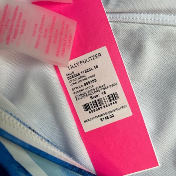 Lilly Pulitzer Loraline one piece swimsuit Seaside Vibe 16 NWT Bathing Suit Swim - Picture 7 of 13